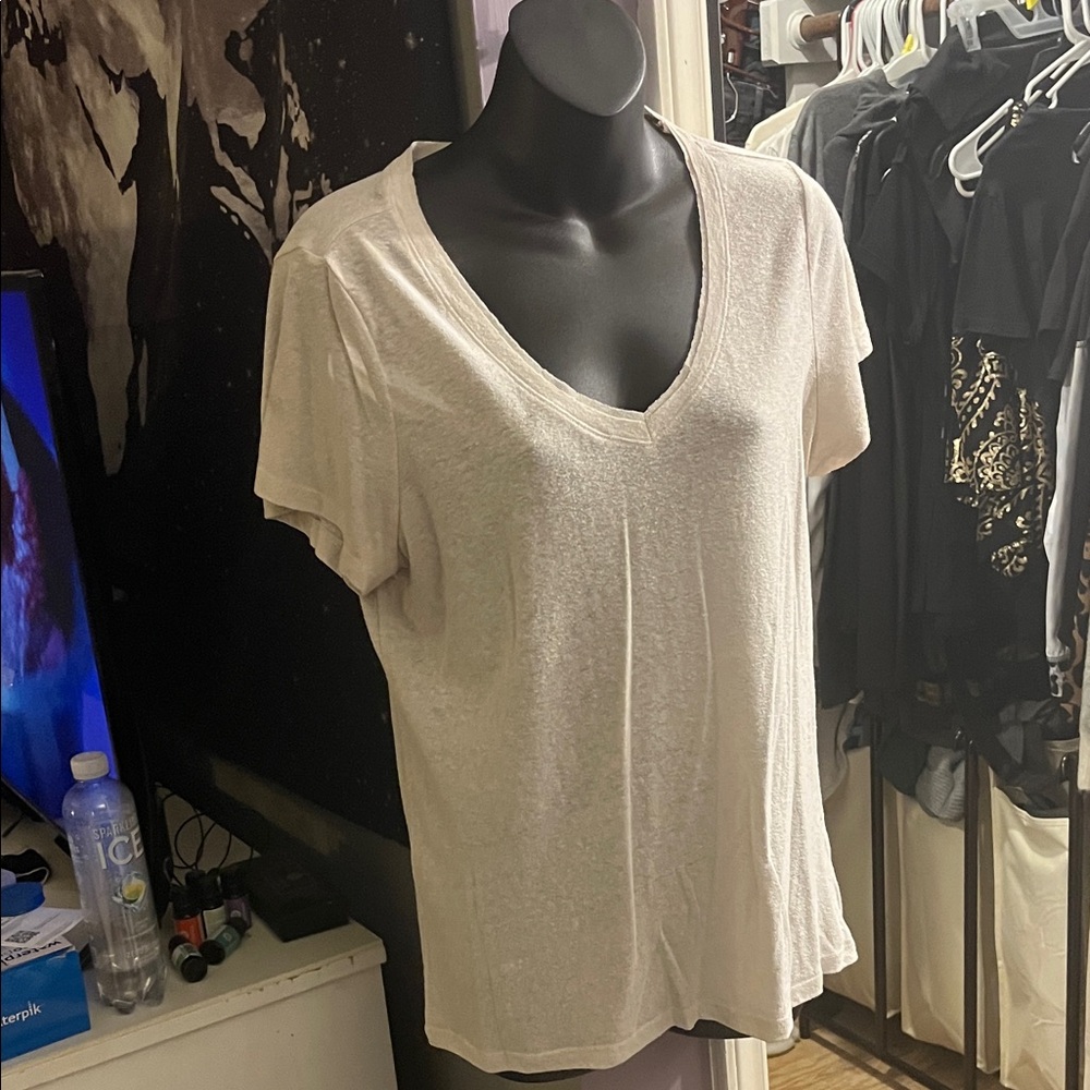 Red Camel Women's Light Cream V-Neck Tee